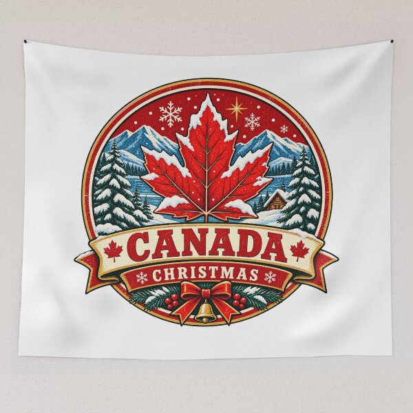 Item preview, Canada Christmas Shirt – Maple Leaf Snow Retro Holiday Badge Design designed and sold by Globalcitytees.