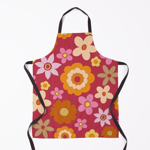 Item preview, Retro 60s 70s Colourful vibrant Floral Blooms all over on magenta pink background designed and sold by PrettywithColor.