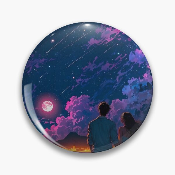 Item preview, Starlit Beach Romance – Anime Couple Under the Night Sky designed and sold by theunifystore.