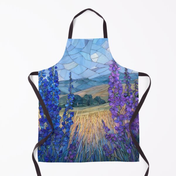 Item preview, Stained Glass Mosaic Blue Delphinium Larkspur Meadow Landscape designed and sold by GrinGalore.