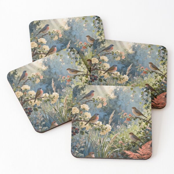 Item preview, Woodland Birds on Blossoming Branches Artwork designed and sold by stylishdzign.