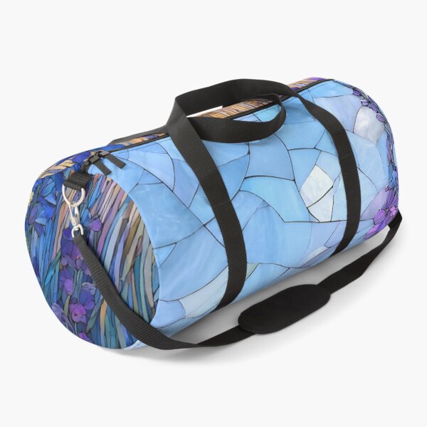 Item preview, Stained Glass Mosaic Blue Delphinium Larkspur Meadow Landscape designed and sold by GrinGalore.