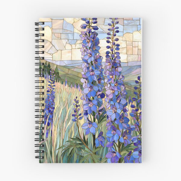 Item preview, Stained Glass Mosaic Blue Lupine Meadow Landscape designed and sold by GrinGalore.