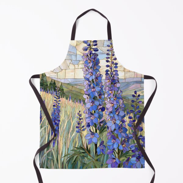 Item preview, Stained Glass Mosaic Blue Lupine Meadow Landscape designed and sold by GrinGalore.