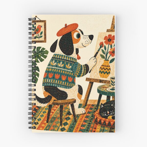 Item preview, Wall Art - Postcard - T-shirt: Artistic Dog Painter Scene designed and sold by ForeverPrintsOK.