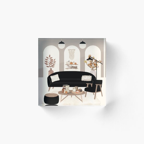 Item preview, ​Cozy Autumn Living Room Modern Boho Interior Illustration designed and sold by HBBS DESIGNS.