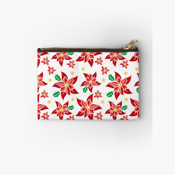 Item preview, Festive Red Poinsettias and Holly Christmas Floral Pattern designed and sold by AleksaDesignMTL.