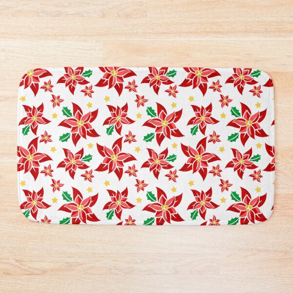 Item preview, Festive Red Poinsettias and Holly Christmas Floral Pattern designed and sold by AleksaDesignMTL.