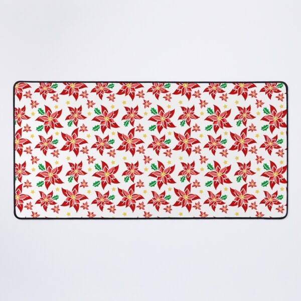 Item preview, Festive Red Poinsettias and Holly Christmas Floral Pattern designed and sold by AleksaDesignMTL.