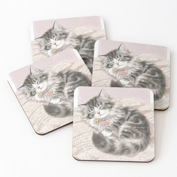 Item preview, Cute Sleeping Fluffy Kitten Named KAM KAM designed and sold by PetalsPaws.