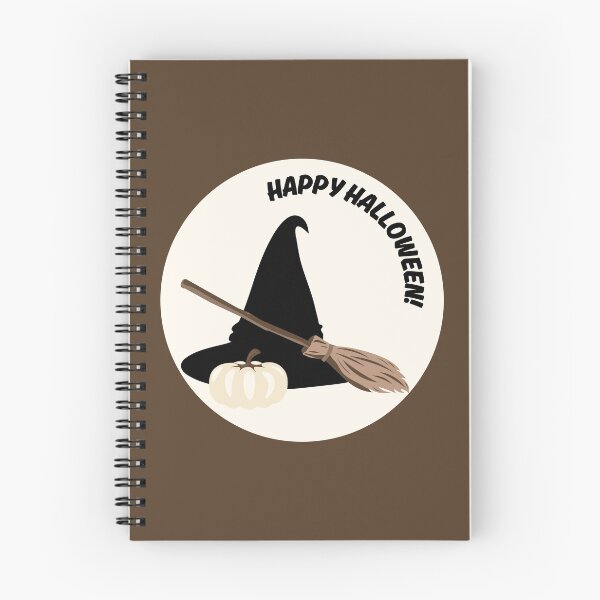 Artikelvorschau, Minimalistischer Hexenhut und weißer Kürbis – Fröhliches Halloween-Abzeichen entworfen und verkauft von HBBS DESIGNS.