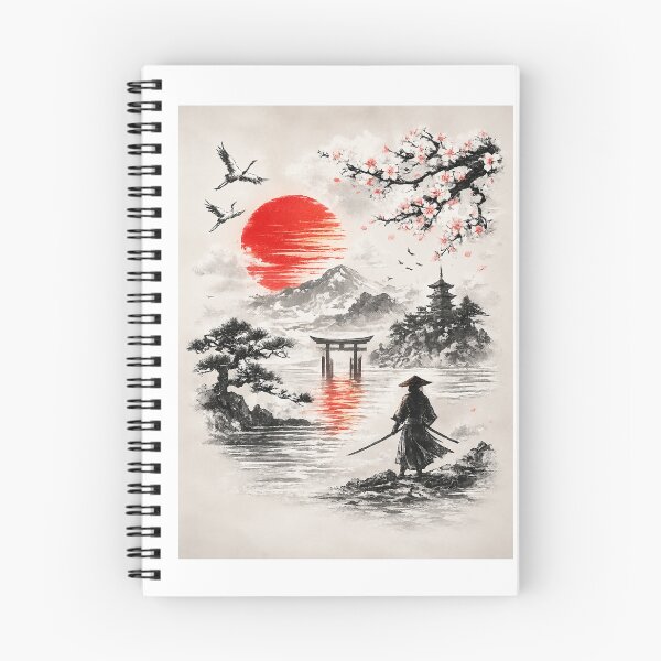 Item preview, Japanese Sumi-E Samurai Sunset Landscape designed and sold by CreativeNest Prints.