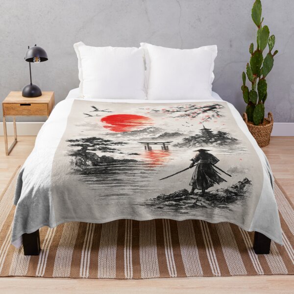 Item preview, Japanese Sumi-E Samurai Sunset Landscape designed and sold by CreativeNest Prints.
