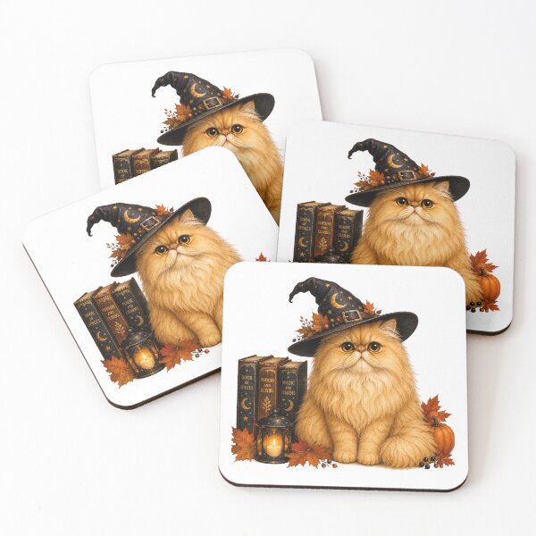 Item preview, Persian Cat with hat and books | Cute Halloween Cat designed and sold by PAPIRO SIGLO XXI.