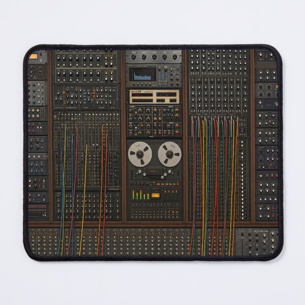 Item preview, Retro 80s analog plugs and music radio tech board tape deck with wires art HD designed and sold by bard-art.