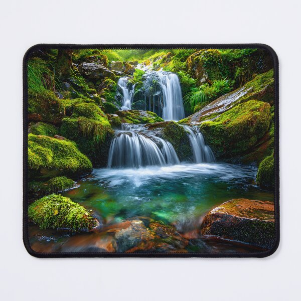 Item preview, Serene Forest Waterfall Surrounded by Greenery designed and sold by Artessie.