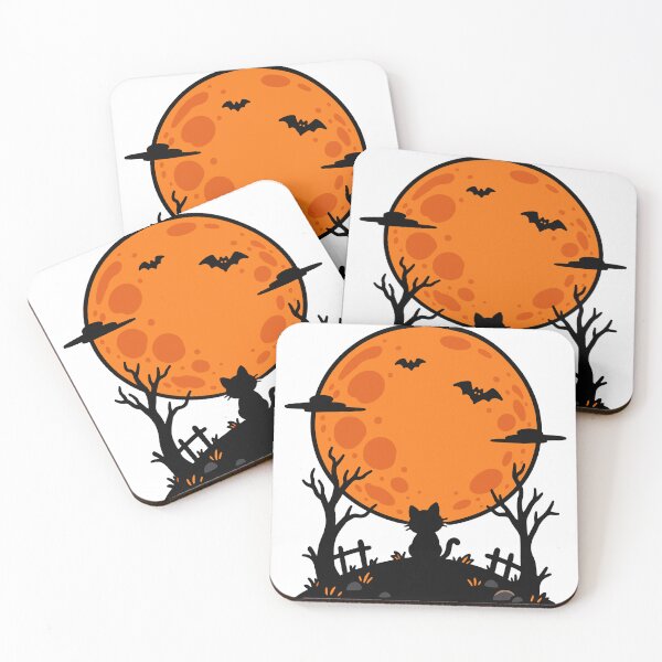 Item preview, Black Cat Under the Halloween Moon – Spooky Night Illustration designed and sold by MewMade.
