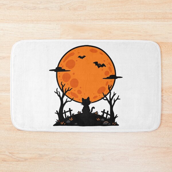 Item preview, Black Cat Under the Halloween Moon – Spooky Night Illustration designed and sold by MewMade.
