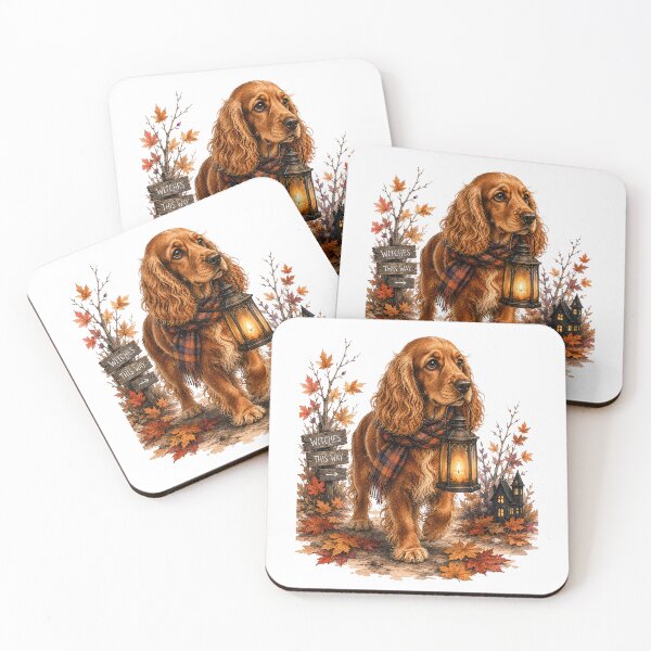 Item preview, English Cocker Spaniel with a Tiny Lantern | Fall Dog designed and sold by PAPIRO SIGLO XXI.