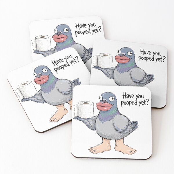 Item preview, Funny Whispering Pigeon With Human Lips Holding Toilet Paper Have You Pooped Yet designed and sold by Sekla-Studio.