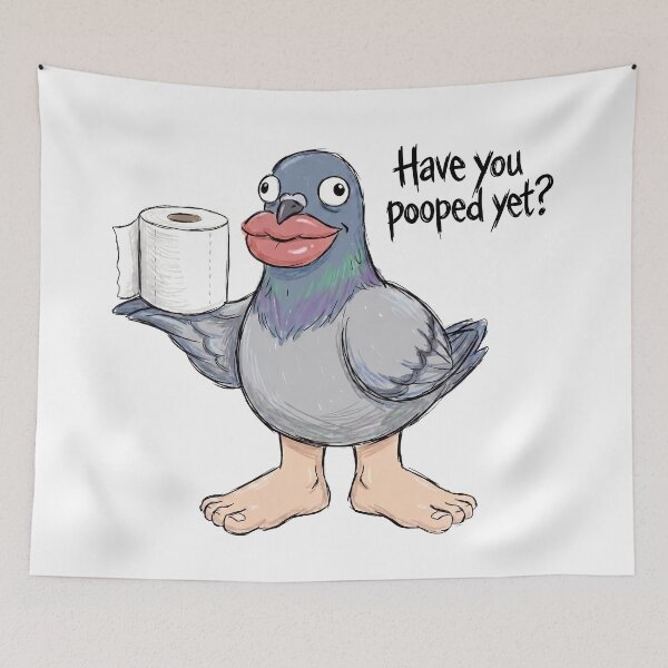 Item preview, Funny Whispering Pigeon With Human Lips Holding Toilet Paper Have You Pooped Yet designed and sold by Sekla-Studio.