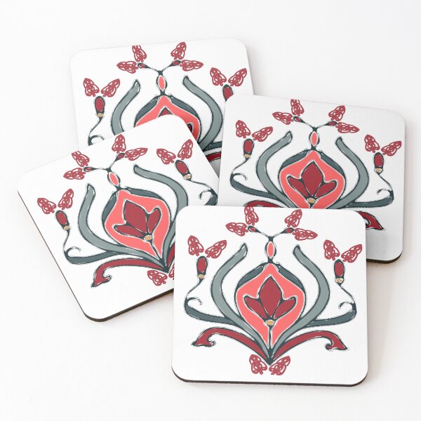 Item preview, Symmetric Floral Pattern – Red & Black designed and sold by Macramellennias.