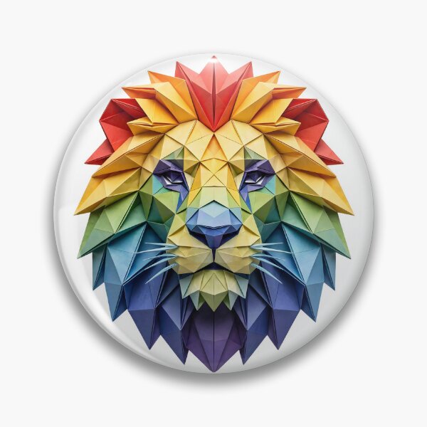 Item preview, Rainbow Origami Lion Head - Symmetrical Papercraft Art designed and sold by Marcu Ioachim.