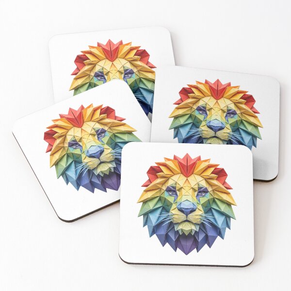 Item preview, Rainbow Origami Lion Head - Symmetrical Papercraft Art designed and sold by Marcu Ioachim.