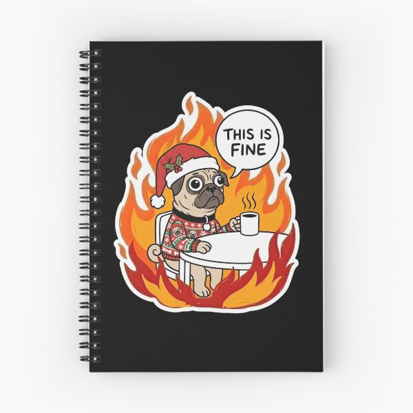 Item preview, Christmas Pug Sips Coffee in Fire designed and sold by Flying Doggo.