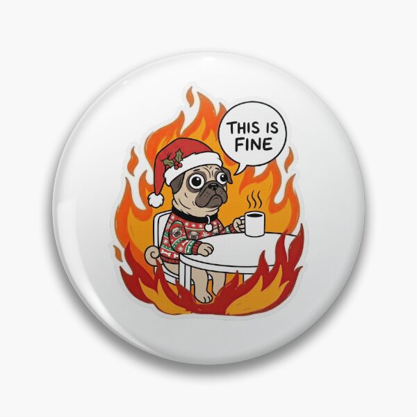 Item preview, Christmas Pug Sips Coffee in Fire designed and sold by Flying Doggo.