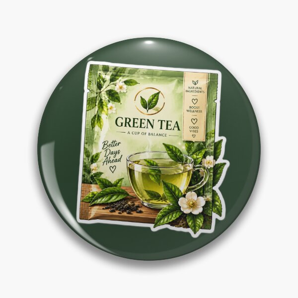 Item preview, Green Tea Aesthetic – Botanical Tea Lover Wellness Vintage Sticker designed and sold by AstraDrip Studio.