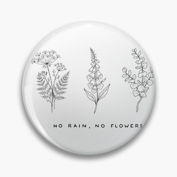 Item preview, "No Rain, No Flowers" Botanical Trio Black Line Art Design - Minimalist Wildflower Sticker designed and sold by CreativeNest Prints.