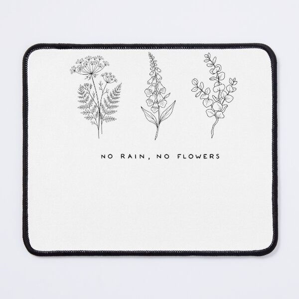 Item preview, "No Rain, No Flowers" Botanical Trio Black Line Art Design - Minimalist Wildflower Sticker designed and sold by CreativeNest Prints.
