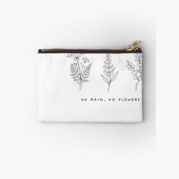 Item preview, "No Rain, No Flowers" Botanical Trio Black Line Art Design - Minimalist Wildflower Sticker designed and sold by CreativeNest Prints.