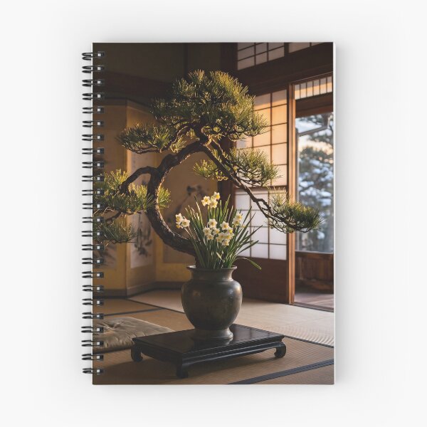 Item preview, Pine and Narcissus Rikka Ikebana Photography designed and sold by conohitoAI-ArtGallery.