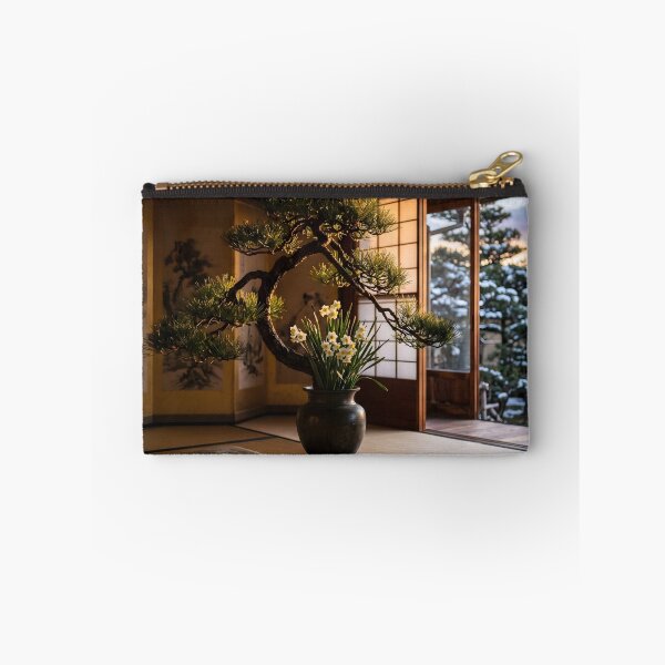 Item preview, Pine and Narcissus Rikka Ikebana Photography designed and sold by conohitoAI-ArtGallery.