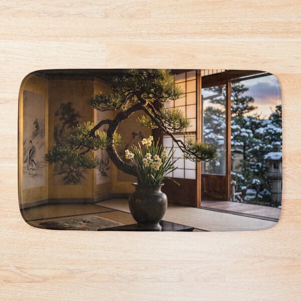 Item preview, Pine and Narcissus Rikka Ikebana Photography designed and sold by conohitoAI-ArtGallery.