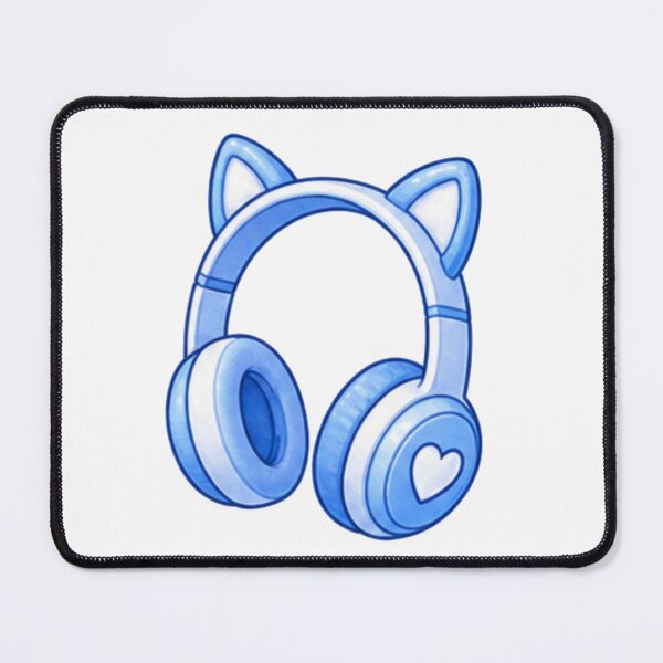 Item preview, Cute Blue Cat Ear Headphones with Heart designed and sold by Kiralemon.