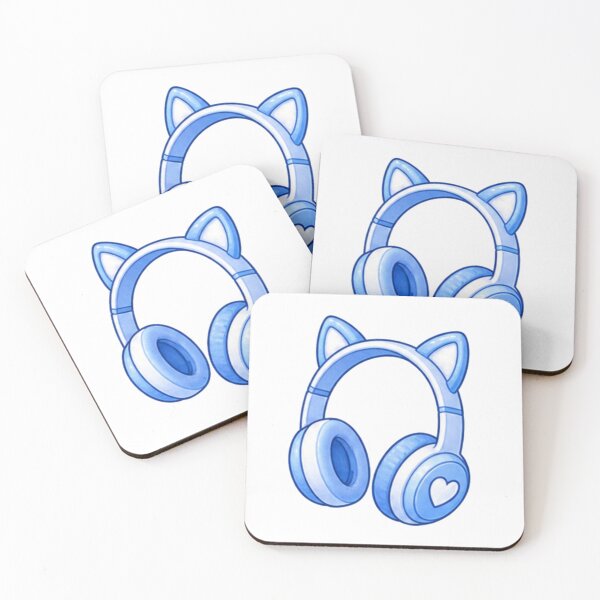 Item preview, Cute Blue Cat Ear Headphones with Heart designed and sold by Kiralemon.