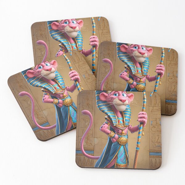 Item preview, Playful Pink Leopard Pharaoh in Ancient Egypt Scene designed and sold by Artessie.