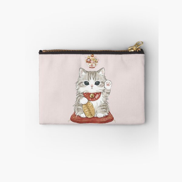 Item preview, Lucky Maneki Neko Fluffy Kitten KAM KAM with Gold Coin designed and sold by PetalsPaws.