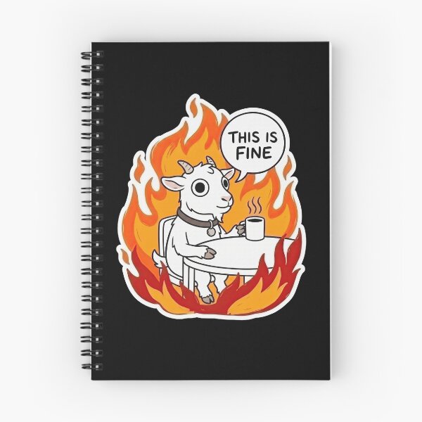Item preview, White Goat Sips Coffee in Flames designed and sold by Flying Doggo.