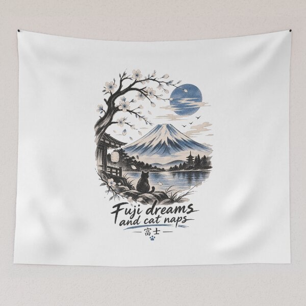 Item preview, Fuji Dreams Cat Naps Japanese Landscape designed and sold by tollaru.