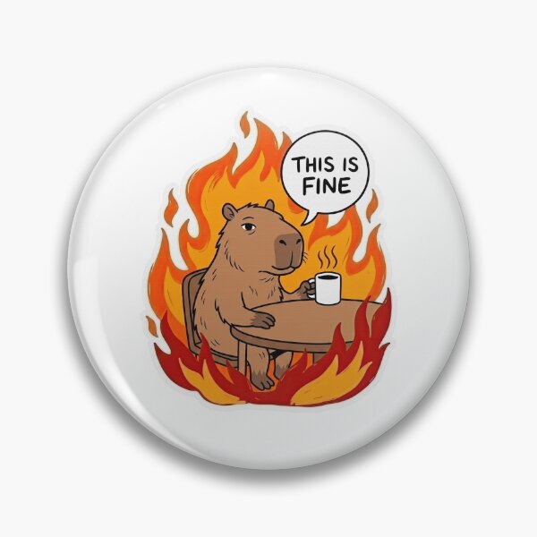 Item preview, Capybara Sips Coffee in Roaring Inferno designed and sold by Flying Doggo.