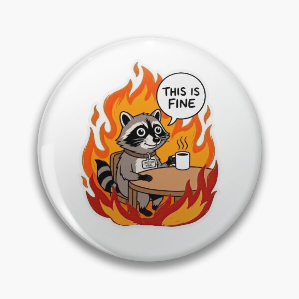 Item preview, Masked Raccoon Drinking Coffee in Fire designed and sold by Flying Doggo.