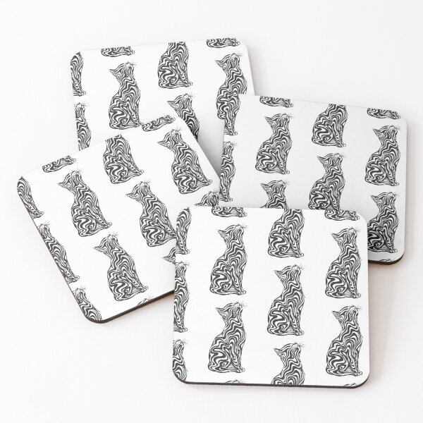 Item preview, Psychedelic Wavy Cat Silhouette — Minimalist Groovy Line Art designed and sold by LYAN-STORE.