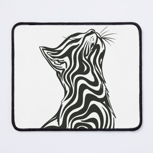 Item preview, Psychedelic Wavy Cat Silhouette — Minimalist Groovy Line Art designed and sold by LYAN-STORE.