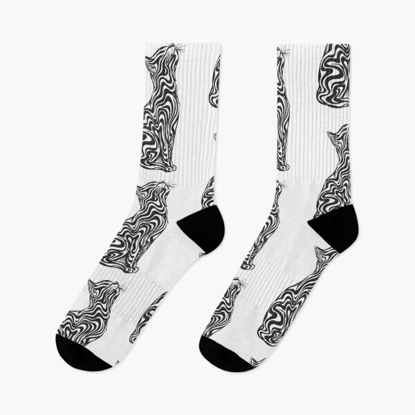 Item preview, Psychedelic Wavy Cat Silhouette — Minimalist Groovy Line Art designed and sold by LYAN-STORE.