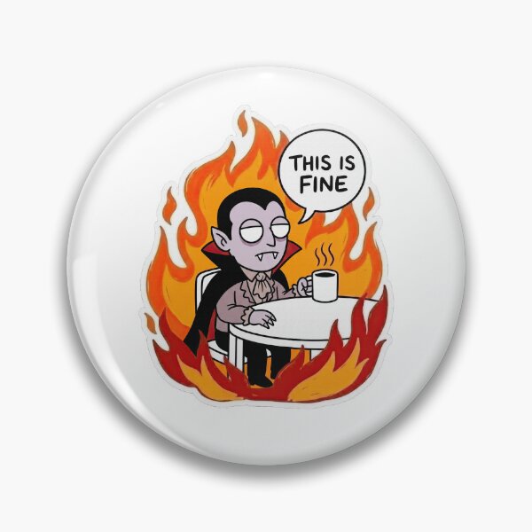 Item preview, Vampire Dracula Drinks Morning Coffee in Flames designed and sold by Flying Doggo.