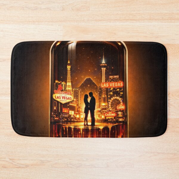 Item preview, Whiskey Bottle Las Vegas Couple Neon City Drama Poster designed and sold by Cine8.